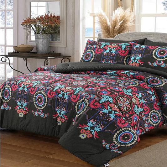 Scintilla 3 Pcs Black Duvet and Pillow Covers Set 1024