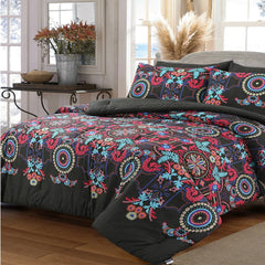 Scintilla 3 Pcs Black Duvet and Pillow Covers Set