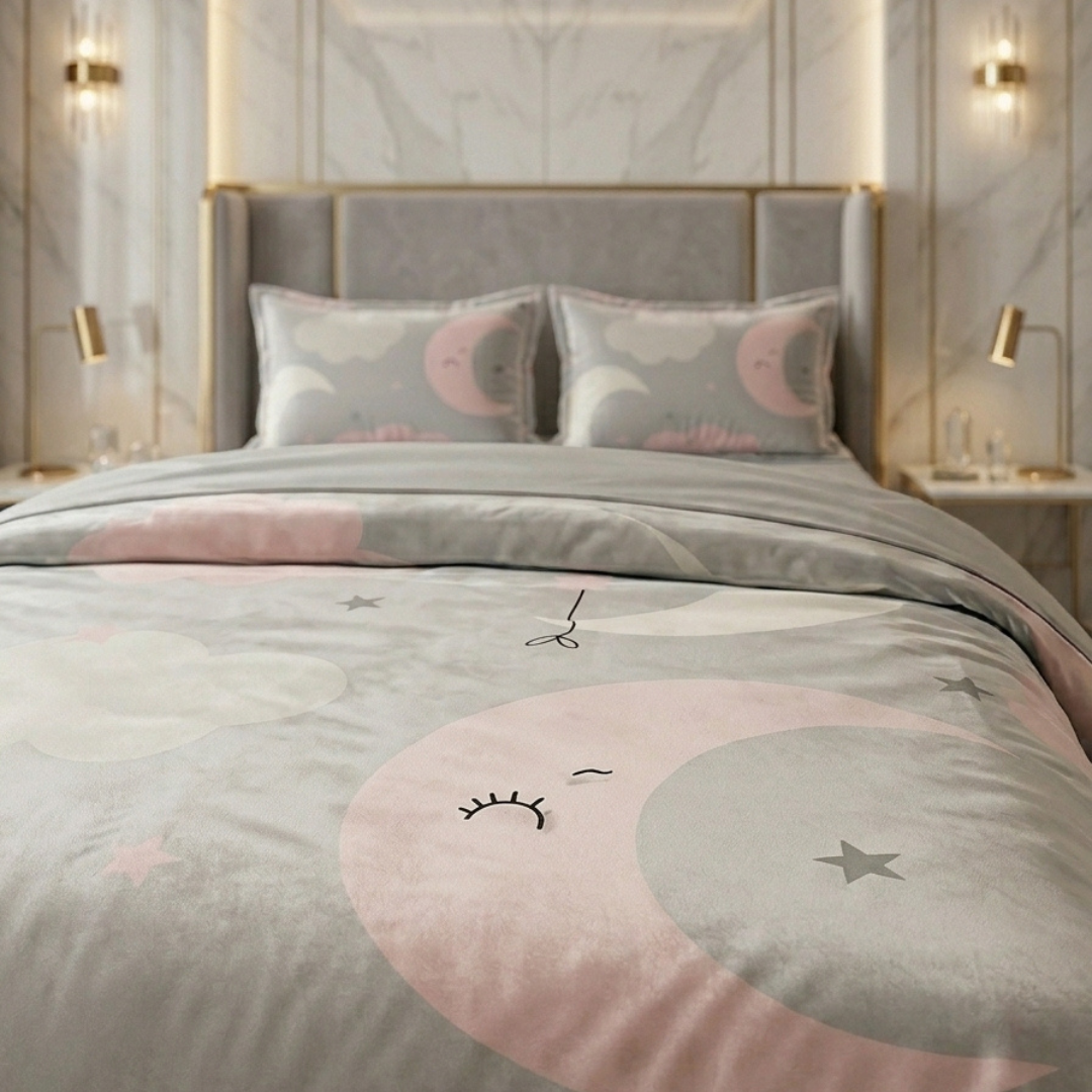 Scintilla 3 Pcs Grey Duvet and Pillow Covers Set