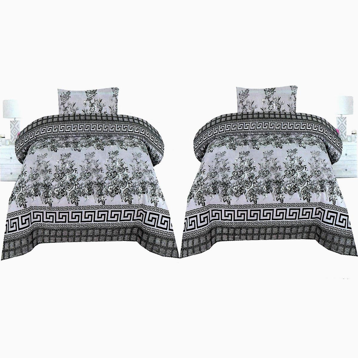 Set of 2 - Astoria Floral Single Bedding Set Grey