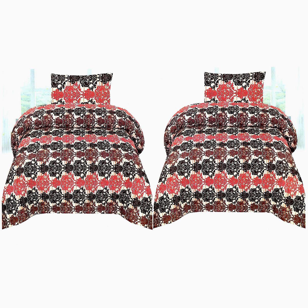 Set of 2 - Geng Floral Single Bedding Set Brown