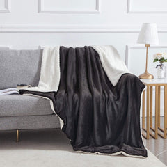 Sherpa Fleece Blanket Black Extra Warm for Winter ( 2000 GSM )