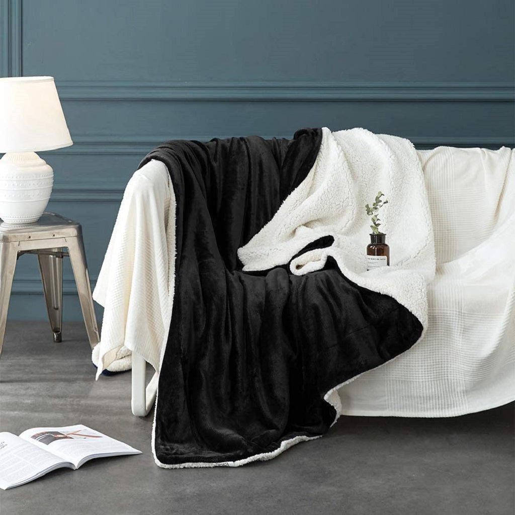 Sherpa Fleece Blanket Black Ultra Soft for All Seasons