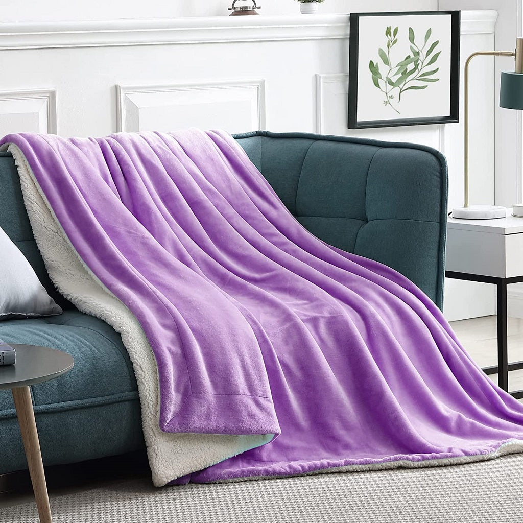 Sherpa Fleece Blanket Purple Ultra Soft for All Seasons