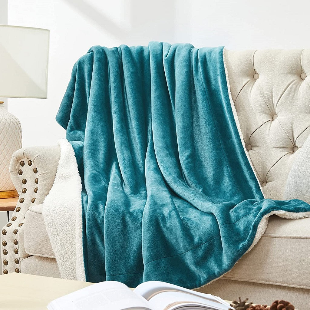 Sherpa Fleece Blanket Turquoise Ultra Soft for All Seasons