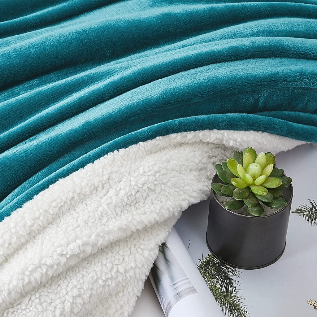 Sherpa Fleece Blanket Turquoise Ultra Soft for All Seasons