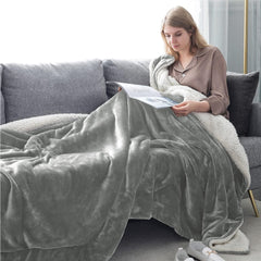 Sherpa Fleece Blanket Silver Grey Extra Warm for Winter ( 2000 GSM )