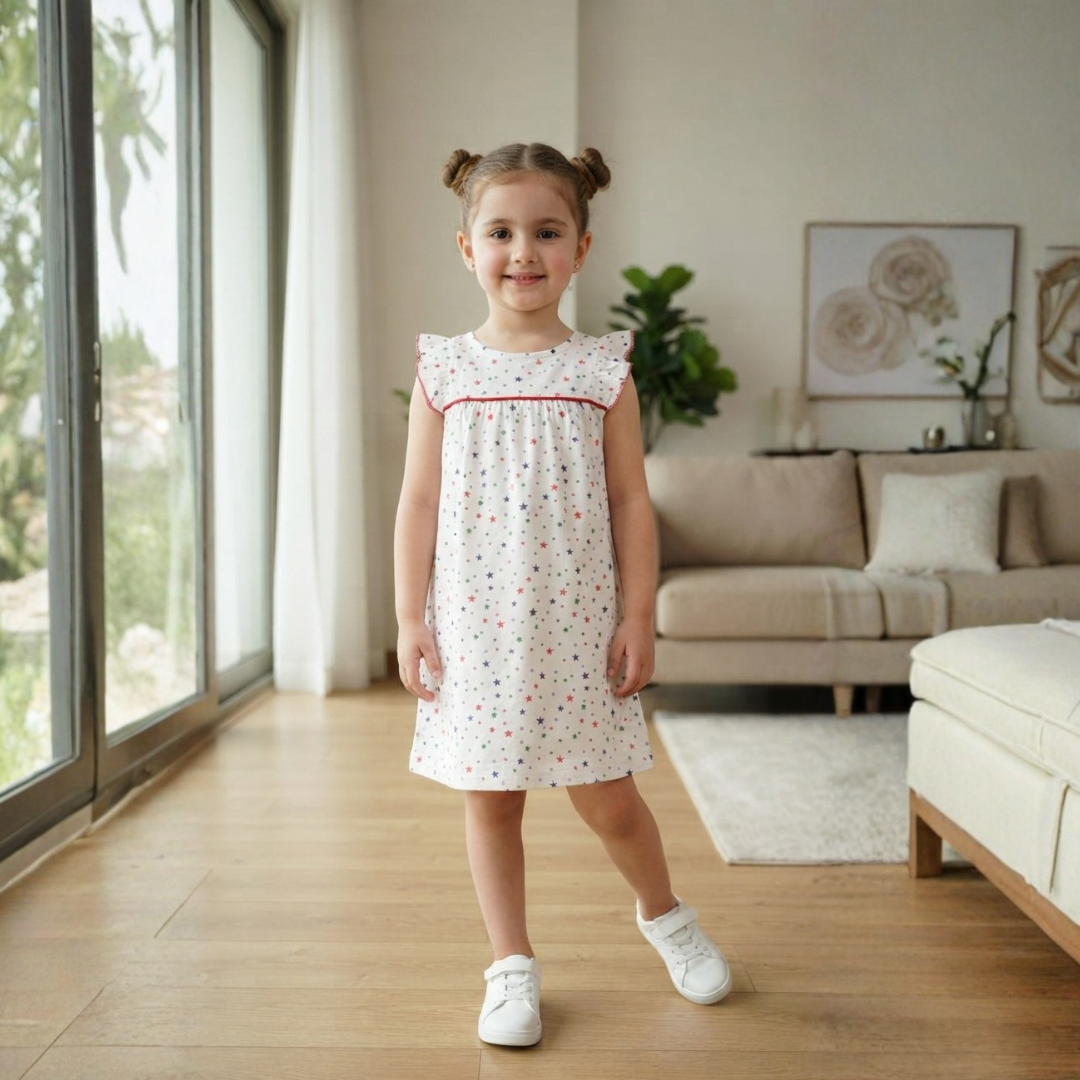 Short Sleeve White Hem Dress (5 to 6 Years)