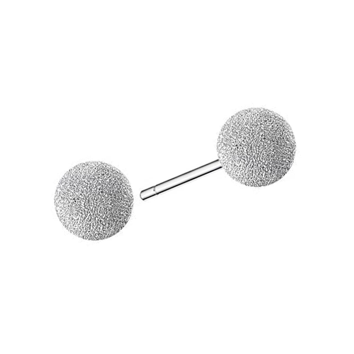 Silver Frosted Ball Stud Earrings