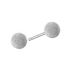 Silver Frosted Ball Stud Earrings