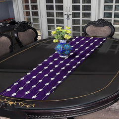 Silver Leaves 1 Pcs Embroidered Table Runner Set Purple