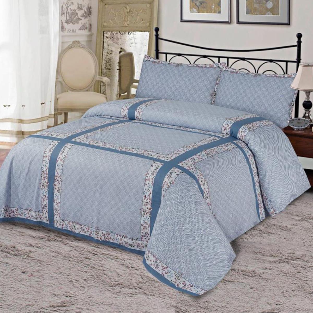 Simeon Satin 3 Pcs Bedding Set Blue