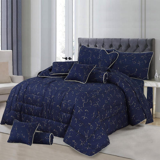 Siya 10 Pcs Bedding Set with Filled Comforter 1000