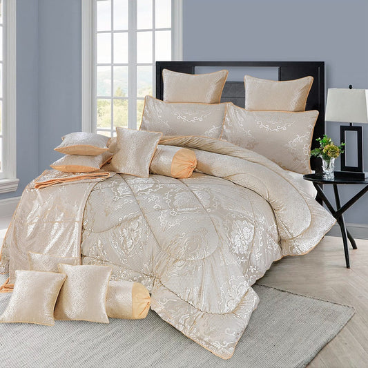 Sonorous 14 Pcs Velvet Peach Bed Set with Filled Comforter 1024