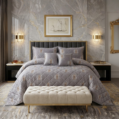 Sonorous 5 Pcs Grey Bed Spread Set Palachi