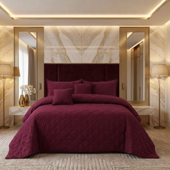 Sonorous 5 Pcs Maroon Bed Spread Set Palachi