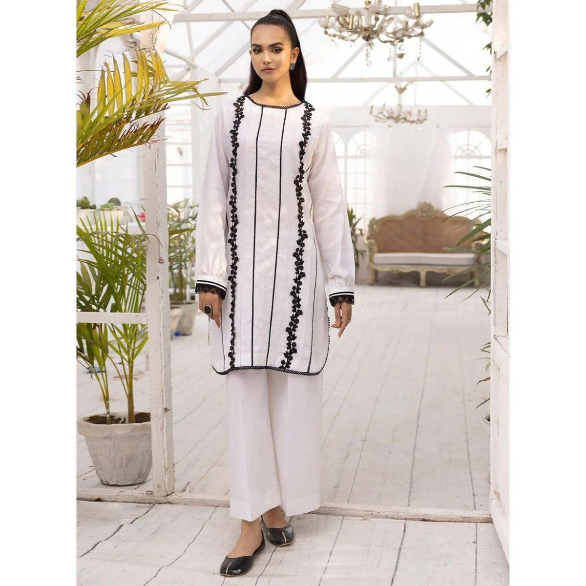 Sophie 2 Pcs Embroidered Stitched Suit White