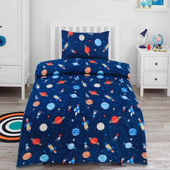 Space Craft 2 Pcs Kids Bedding Set Blue