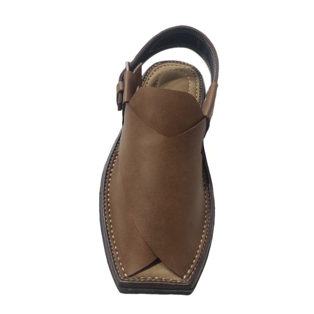 Spadera Hand-Crafted Peshawari Chappal - Camel Brown