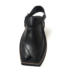 Spadera Hand-Crafted Peshawari Chappal - Designer Black