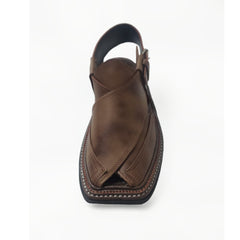 Spadera Hand-Crafted Peshawari Chappal - Designer Brown