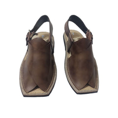 Spadera Hand-Crafted Peshawari Chappal - Designer Dark Brown