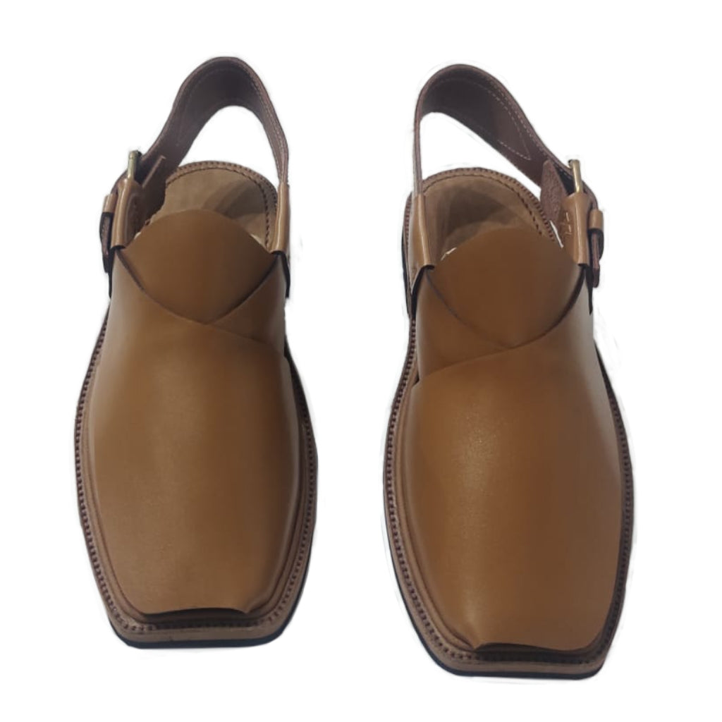 Spadera Hand-Crafted Peshawari Chappal - Light Brown