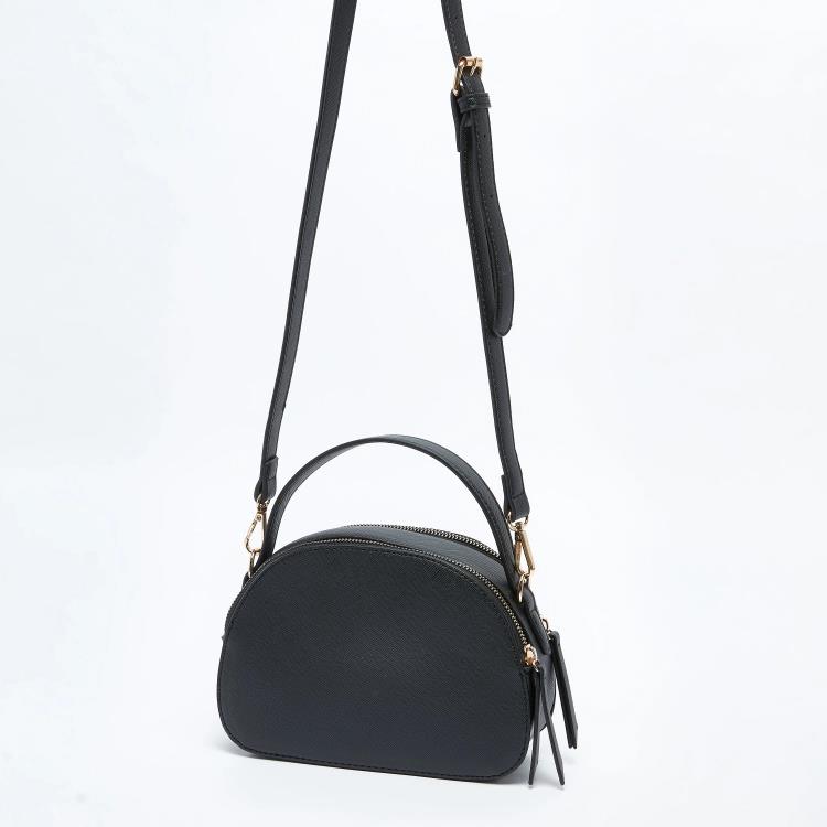 Splash Crossbody Bag with Detachable Strap and Zip Closure Black