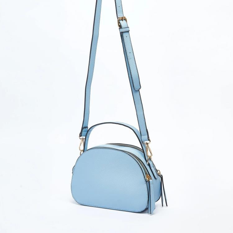 Splash Crossbody Bag with Detachable Strap and Zip Closure Blue