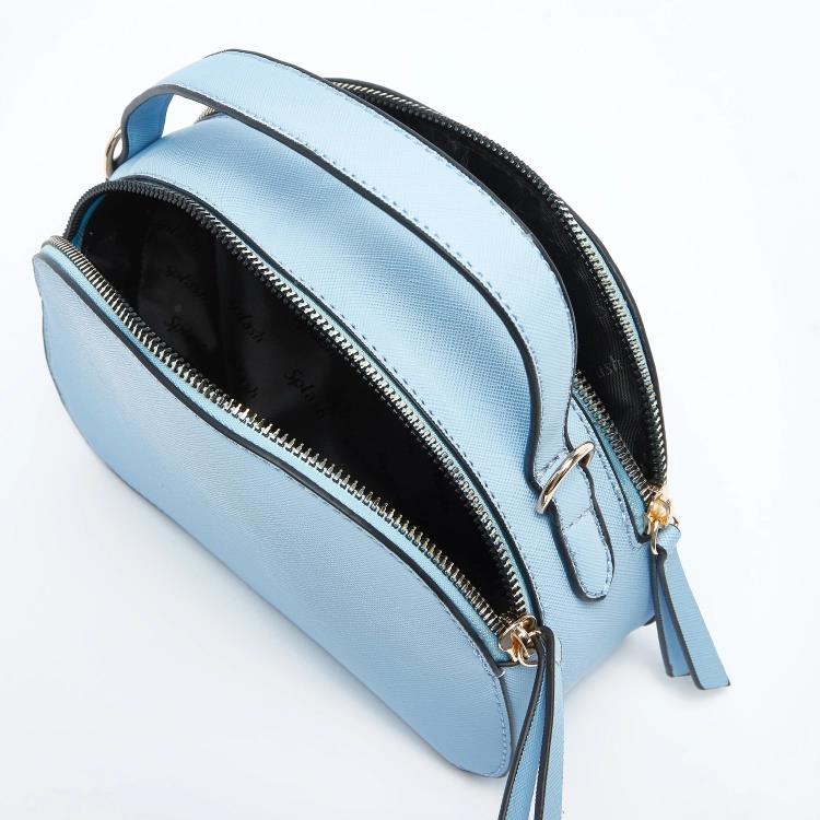 Splash Crossbody Bag with Detachable Strap and Zip Closure Blue