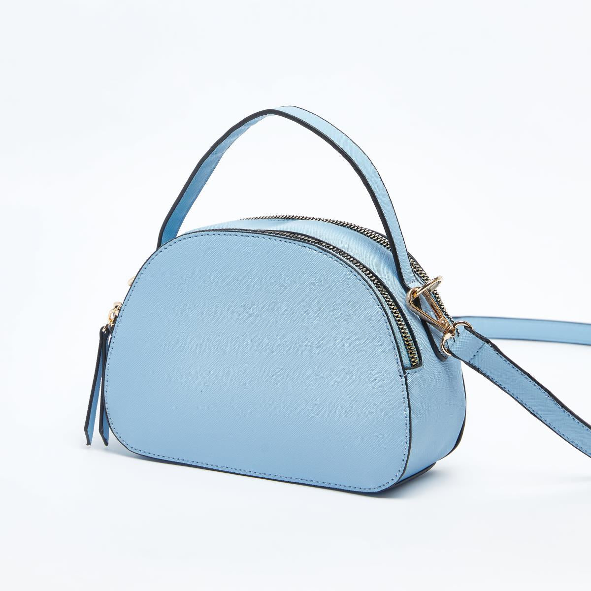 Splash Crossbody Bag with Detachable Strap and Zip Closure Blue