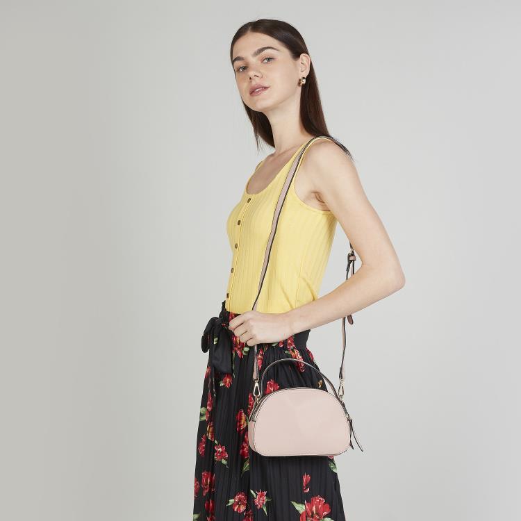 Splash Crossbody Bag with Detachable Strap and Zip Closure Pink