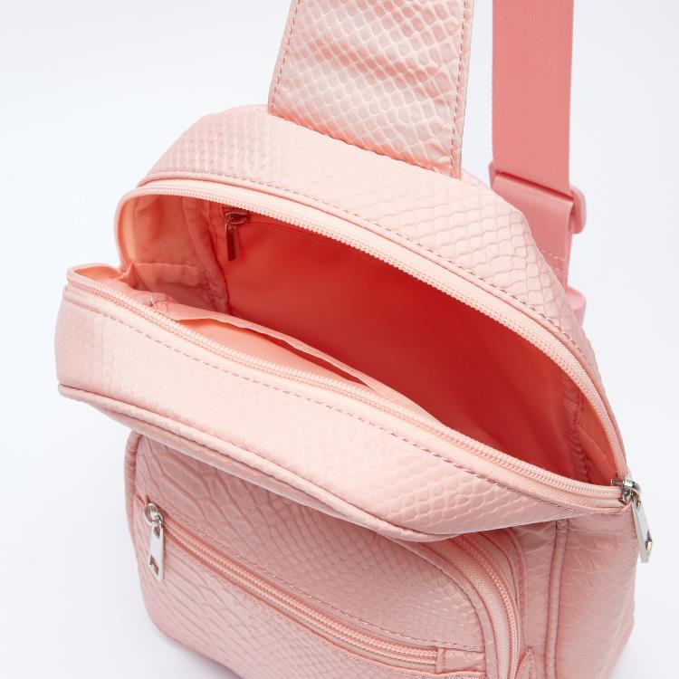 Splash Textured One Shoulder Bag with Adjustable Strap and Buckle Closure