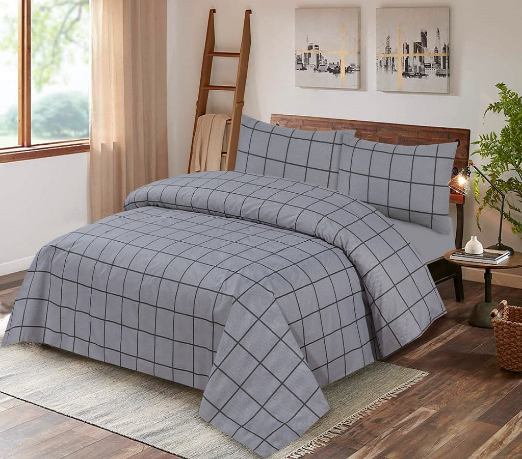 Square Stripe 3 Pcs Bedding Set Grey