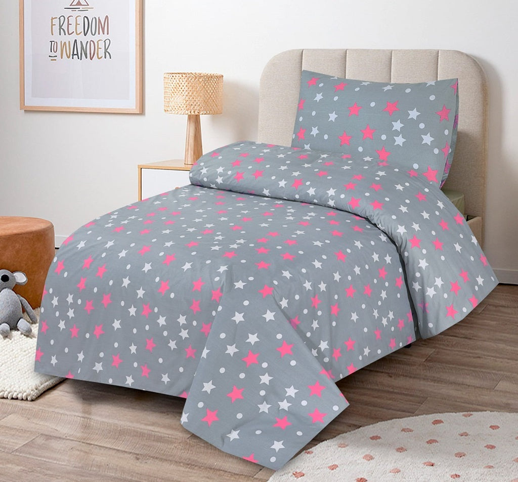 Stars 2 Pcs Kids Bedding Set Pink