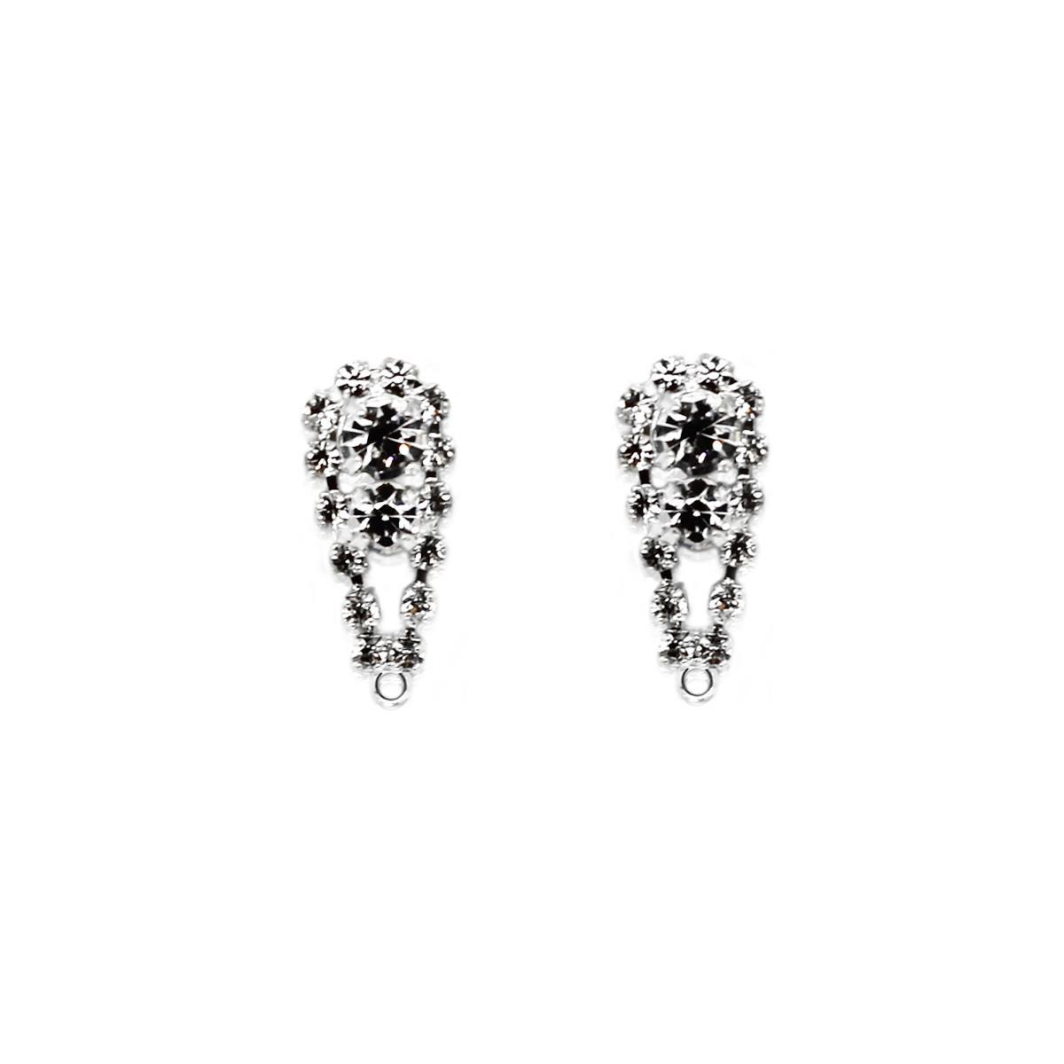 Statement Silver Earrings with Crystals