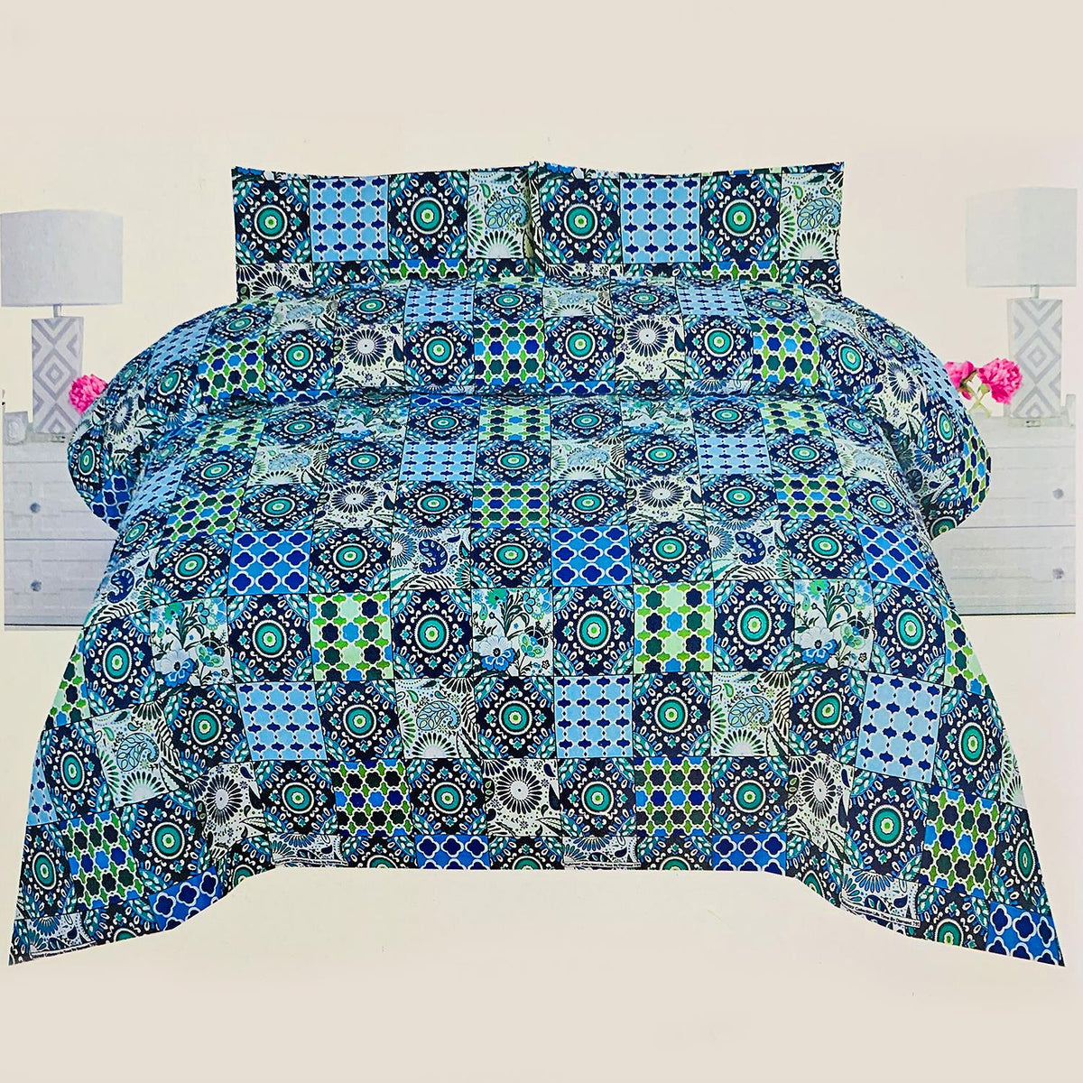 Stephanie 3 Pcs Bedding Set Blue