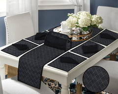 14 Pcs Quilted Table Runner Set Festiva Black