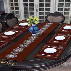 Makaila Flower 6 Seater Table Runner Set Red