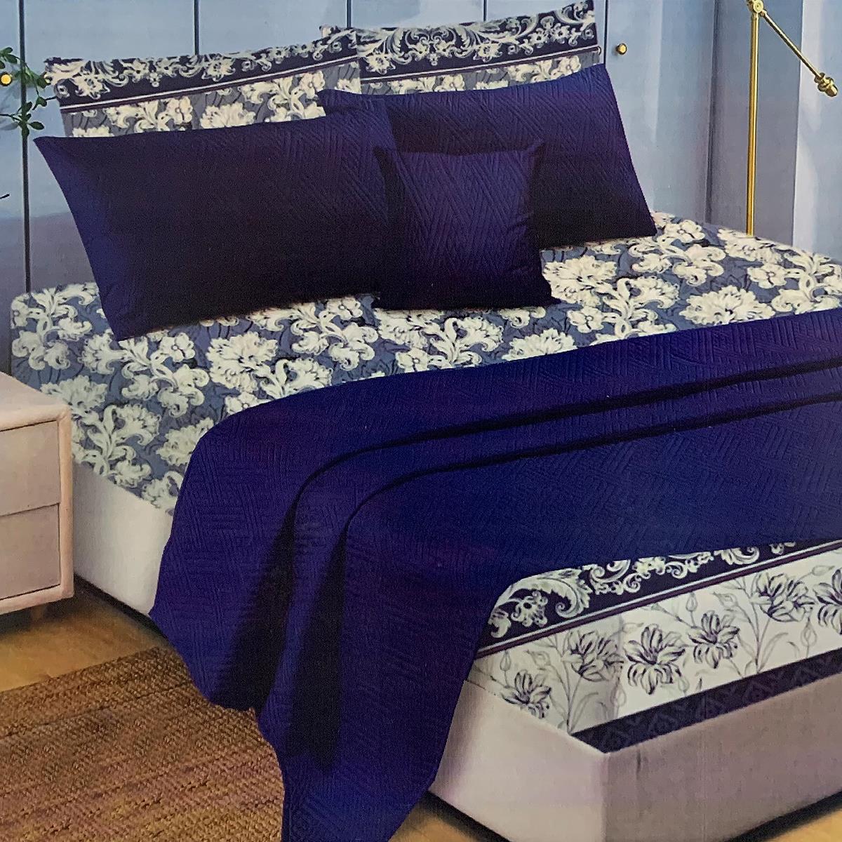 Tamecca 7 Pcs Bedspread Set Blue