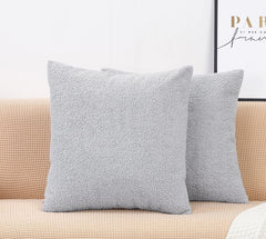 Terry Towel Cushion Covers 2 Pcs Set Grey