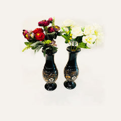 Traver 2 Pcs Wooden Table Vase Black