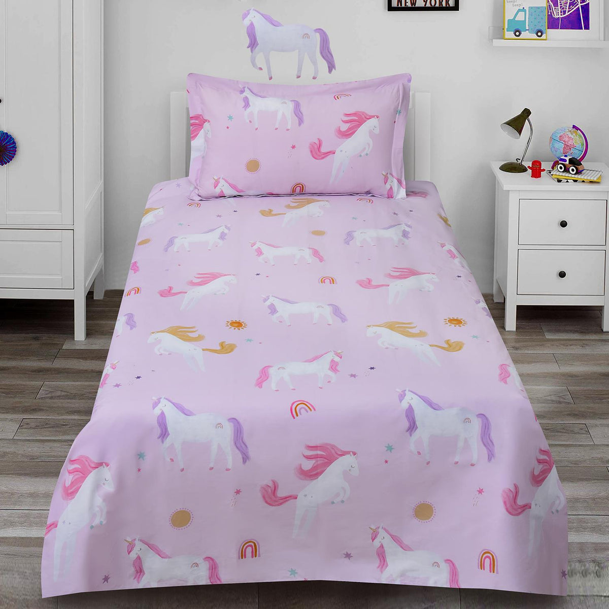 Unicorn Pink 2 Pcs Kids Bedding Set