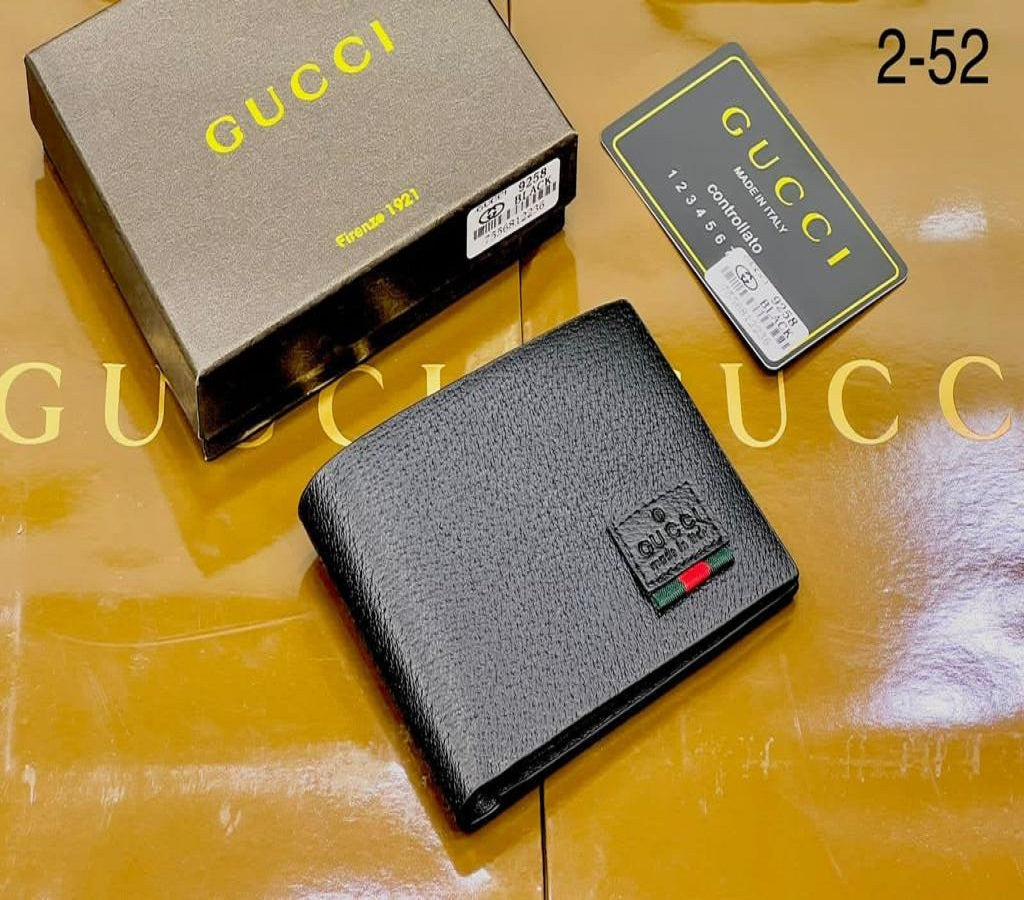 Designer Gucci Leather Bifold Men Wallet Black