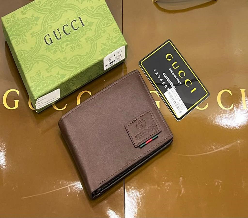 Designer Gucci Leather Bifold Men Wallet Brown