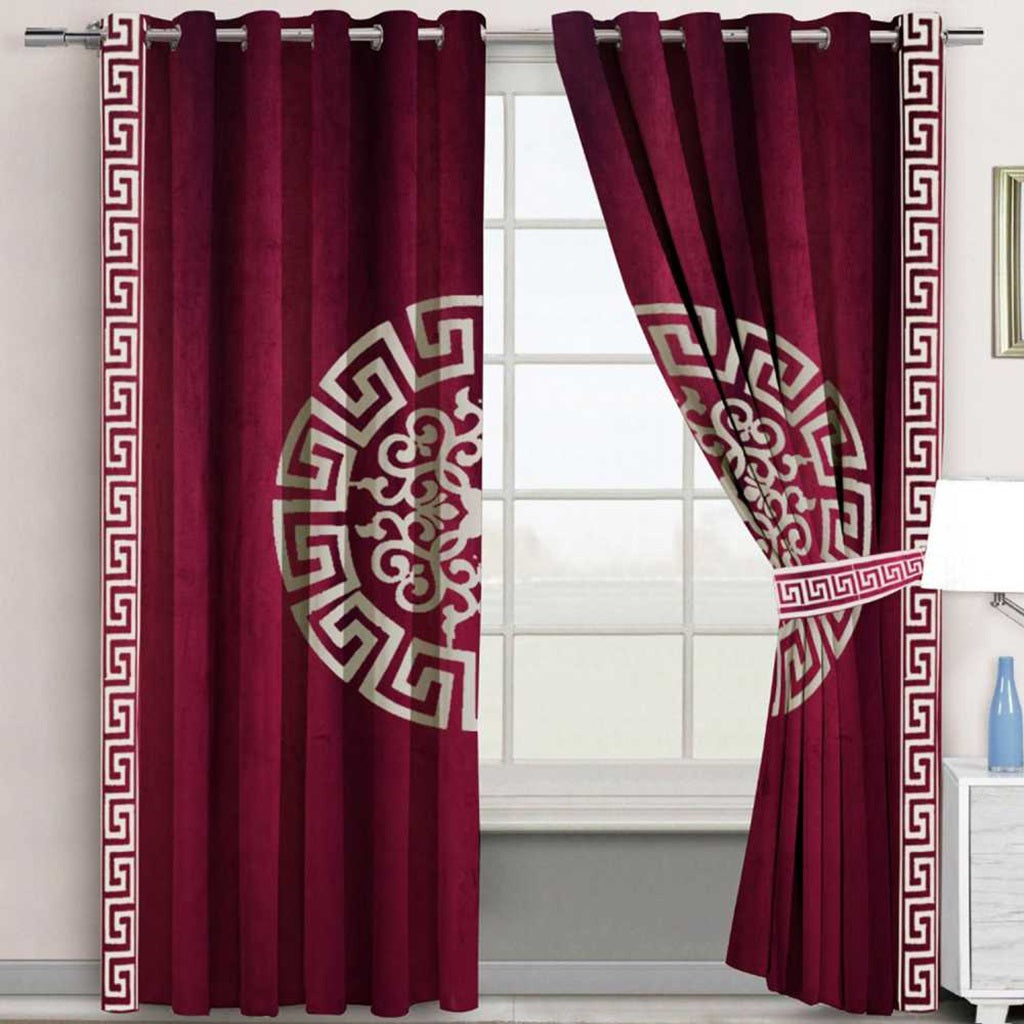 Velvet Curtain Pair Maroon