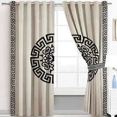 Velvet Curtain Pair White With Black