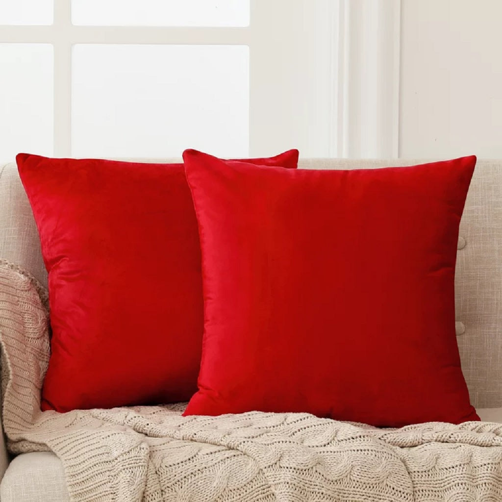 Velvet Cushion Covers 2- Pcs Set Reddish Maroon