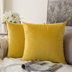 Velvet Cushion Cover Yellow