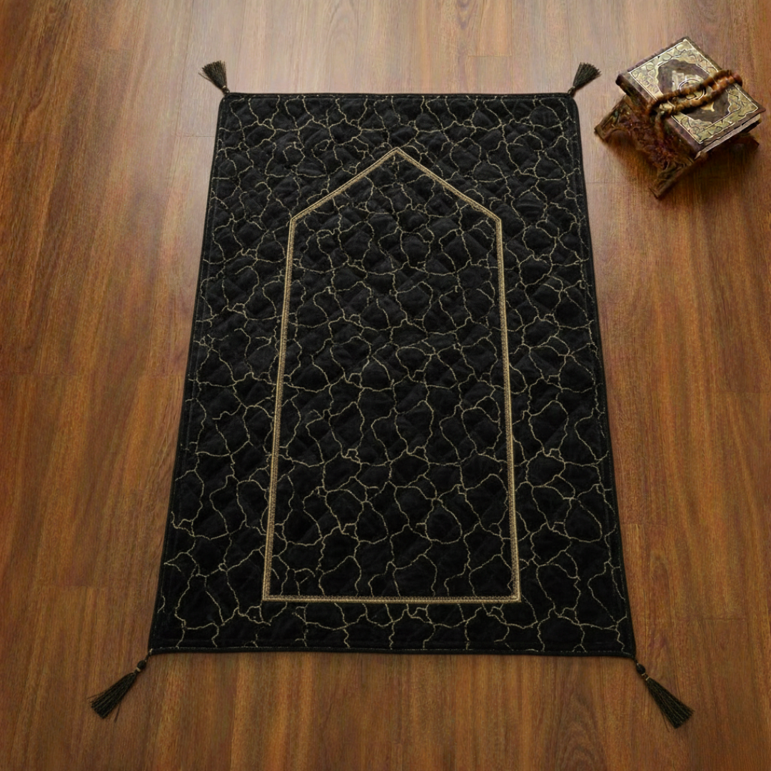 Velvet Quilted Jaye Namaz Black